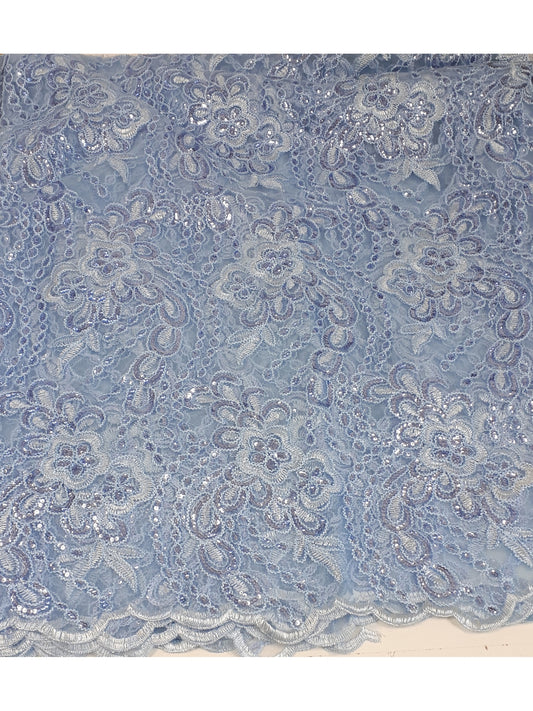 Damen Dirndlschürze franz. Spitze mit Pailletten light blue