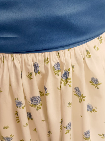 Damen Dirndlschürze Baumwolle Provence blau