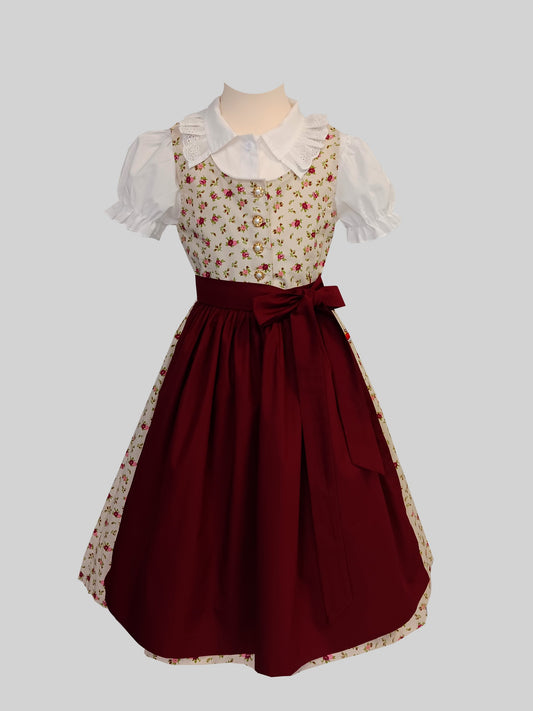 "Celine" Kinderdirndl Mädchen Dirndl creme floral 140 - Sofortkauf