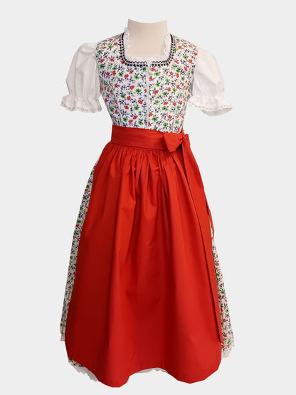 "Vanity" children dirndl floral blue green orange 122/128