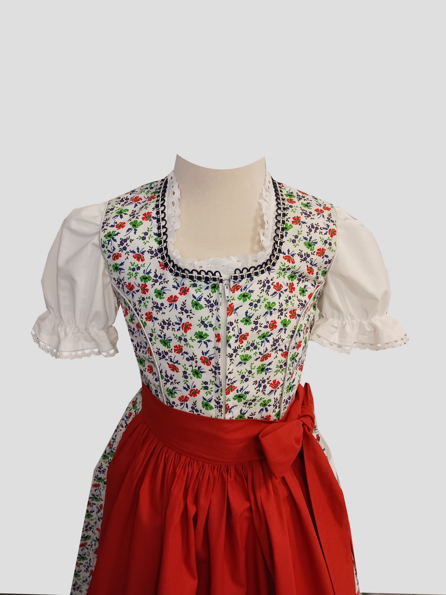 "Vanity" children dirndl floral blue green orange 122/128