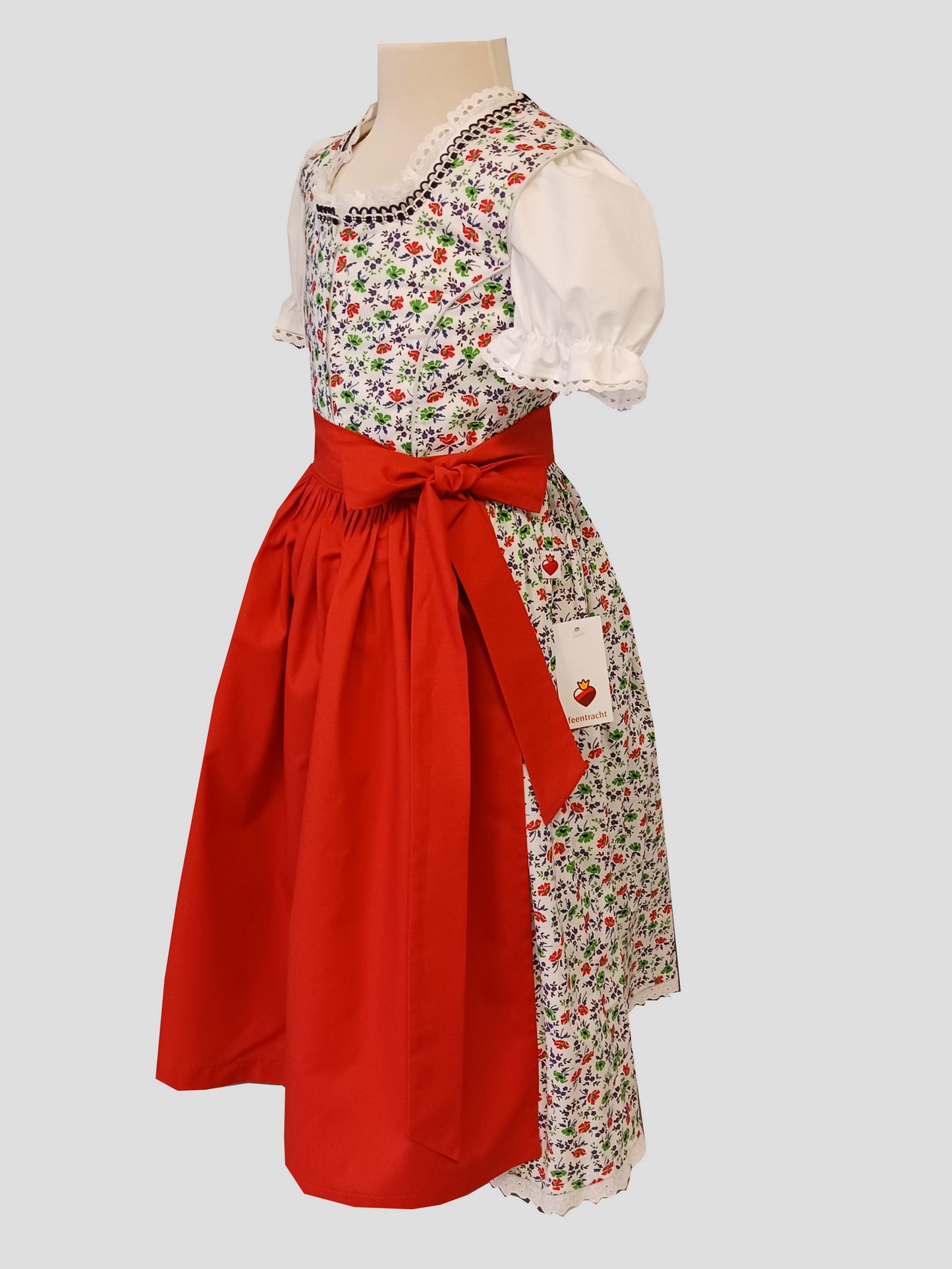 "Vanity“ Kinderdirndl floral blau grün orange 122/128 - Sofortkauf!