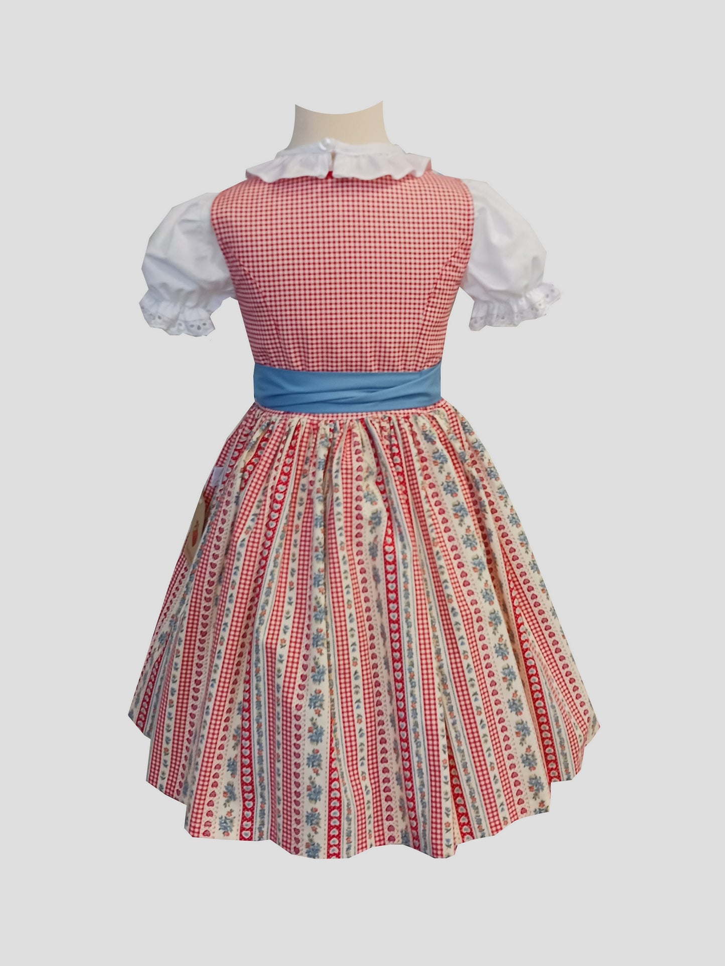 "Daria" Kinderdirndl Mädchen Dirndl 98/104 rot-blau -  Sofortkauf!