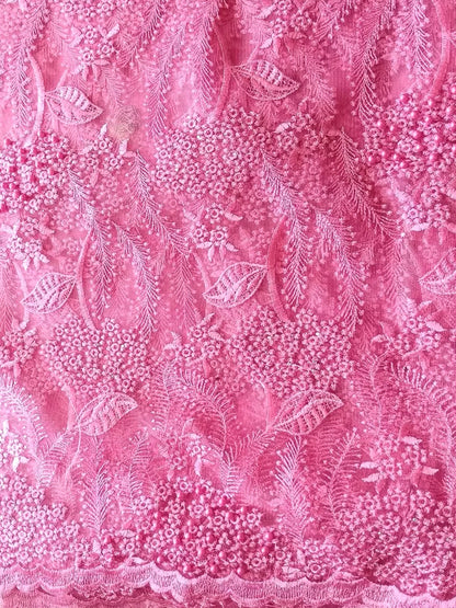 Damen Dirndlschürze Premium-Line "Französische Spitze rosa Stickerei Perlen" - letzter Artikel!