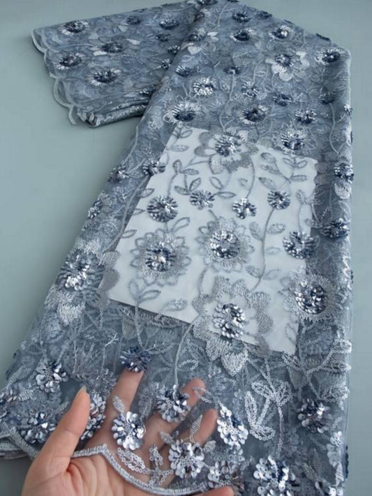 Damen Dirndlschürze franz. Tüll-Spitze mit Pailletten silber-grau