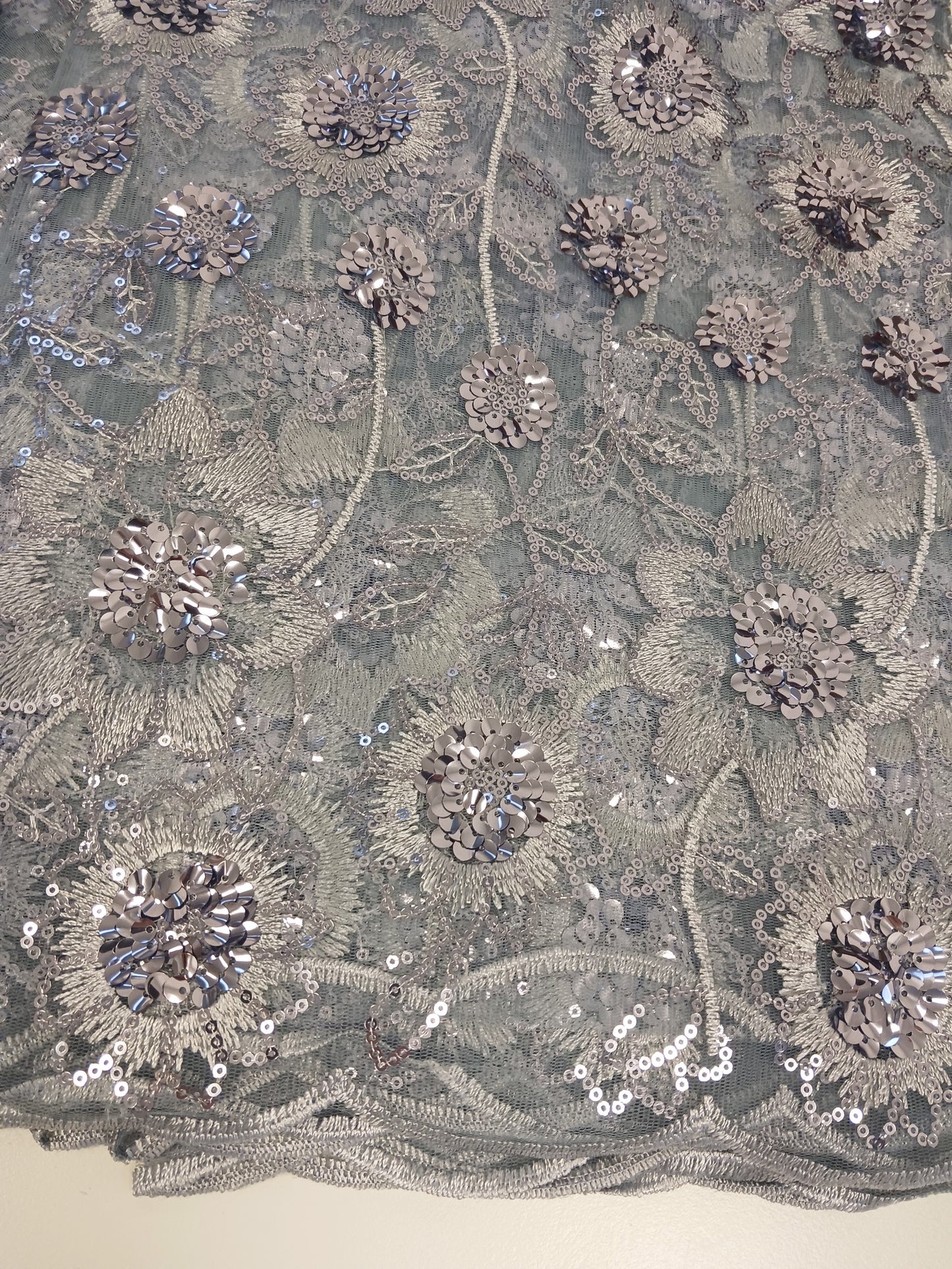 Damen Dirndlschürze franz. Tüll-Spitze mit Pailletten silber