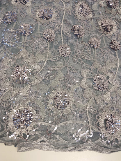 Damen Dirndlschürze franz. Tüll-Spitze mit Pailletten silber