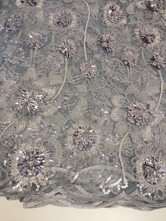 Damen Dirndlschürze franz. Tüll-Spitze mit Pailletten silber