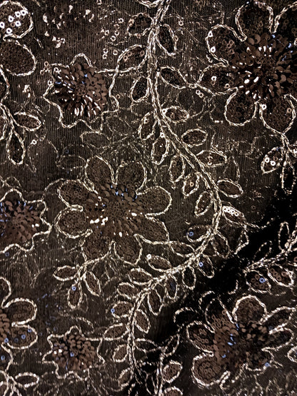 Damen Dirndlschürze Premium-Line "Afrik. Spitze Mesh mit Pailletten" schwarz-silber