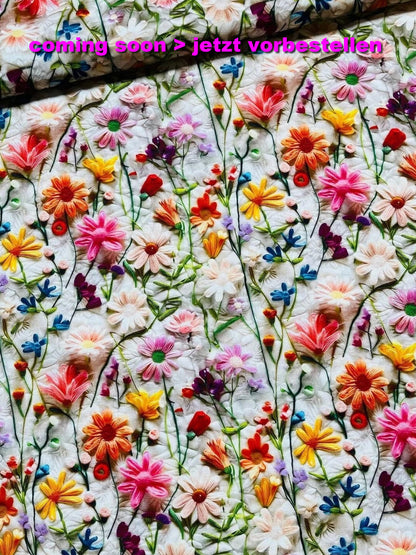 Damen Dirndlschürze Baumwolle Premium-Line Blumendruck 3D-Effekt mehrfarbig