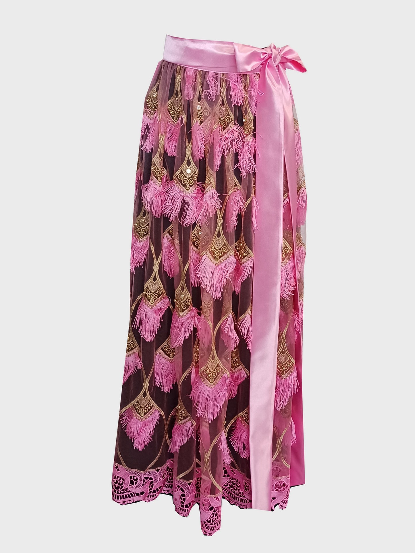 Damen Dirndlschürze "Luxury-Line" afrik.- schweizer Bary-Spitzenstoff rosa