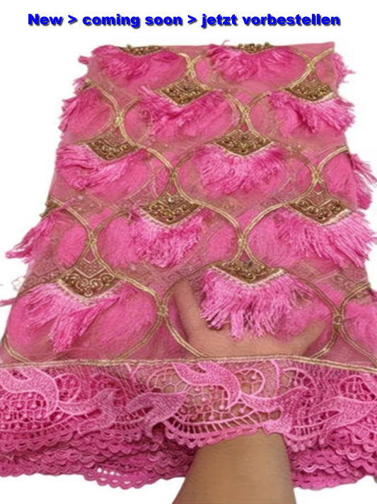 Damen Dirndlschürze "Luxury-Line" afrik.- schweizer Bary-Spitzenstoff rosa