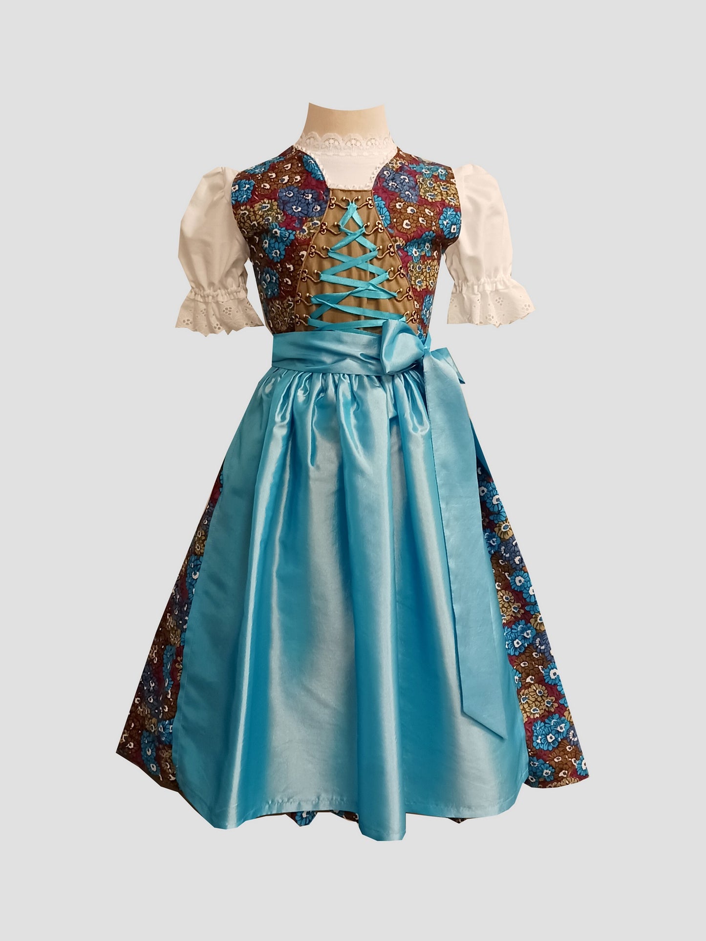 "Mariella" children's dirndl 116/122 turquoise-beige-aubergine