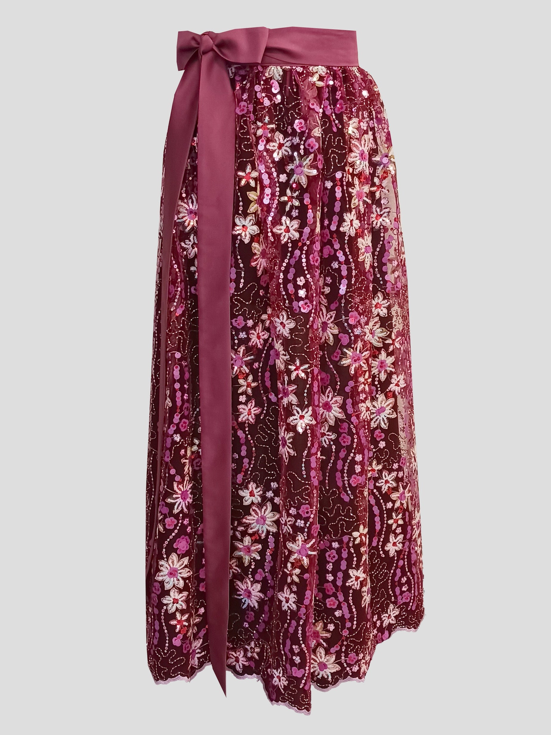 Damen Dirndlschürze  Premium-Line "Afrik.-französische Mesh-Spitze mit Pailletten" purple