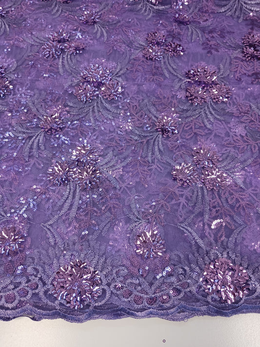 Damen Dirndlschürze franz.-afrik. Pailletten-Mesh lila 3D