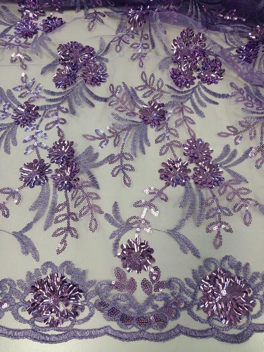 Damen Dirndlschürze franz.-afrik. Pailletten-Mesh lila 3D