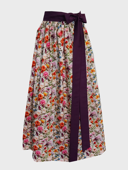 Damen Dirndlschürze Baumwolle Premium-Line Blumendruck 3D-Effekt mehrfarbig