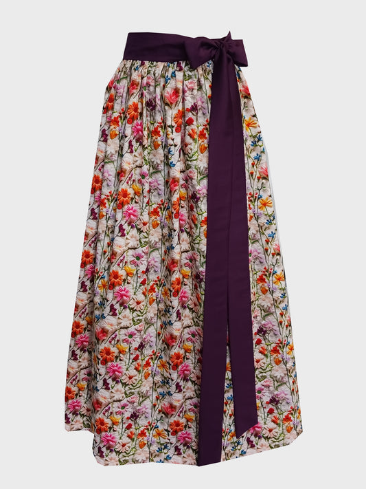 Damen Dirndlschürze Baumwolle Premium-Line Blumendruck 3D-Effekt mehrfarbig