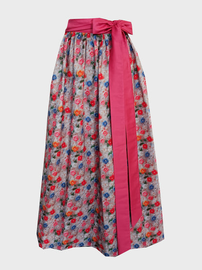 Damen Dirndlschürze Baumwolle Premium-Line Blumendruck 3D-Effekt Frühling