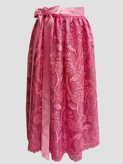 Damen Dirndlschürze Premium-Line "Französische Spitze rosa Stickerei Perlen" - letzter Artikel!