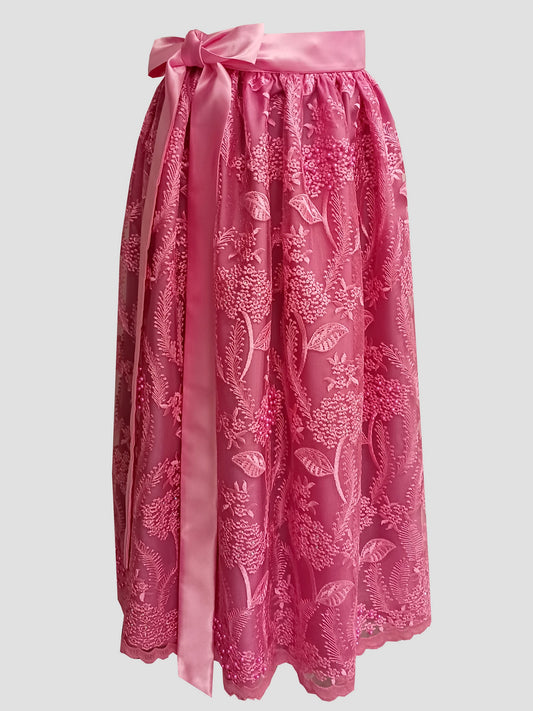 Damen Dirndlschürze Premium-Line "Französische Spitze rosa Stickerei Perlen" - letzter Artikel!