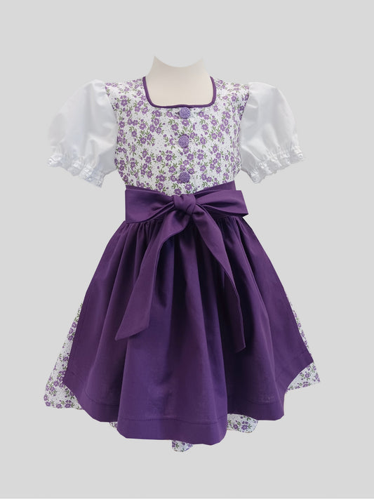 "LILIA" Babydirndl Kinderdirndl lila weiß 74/80
