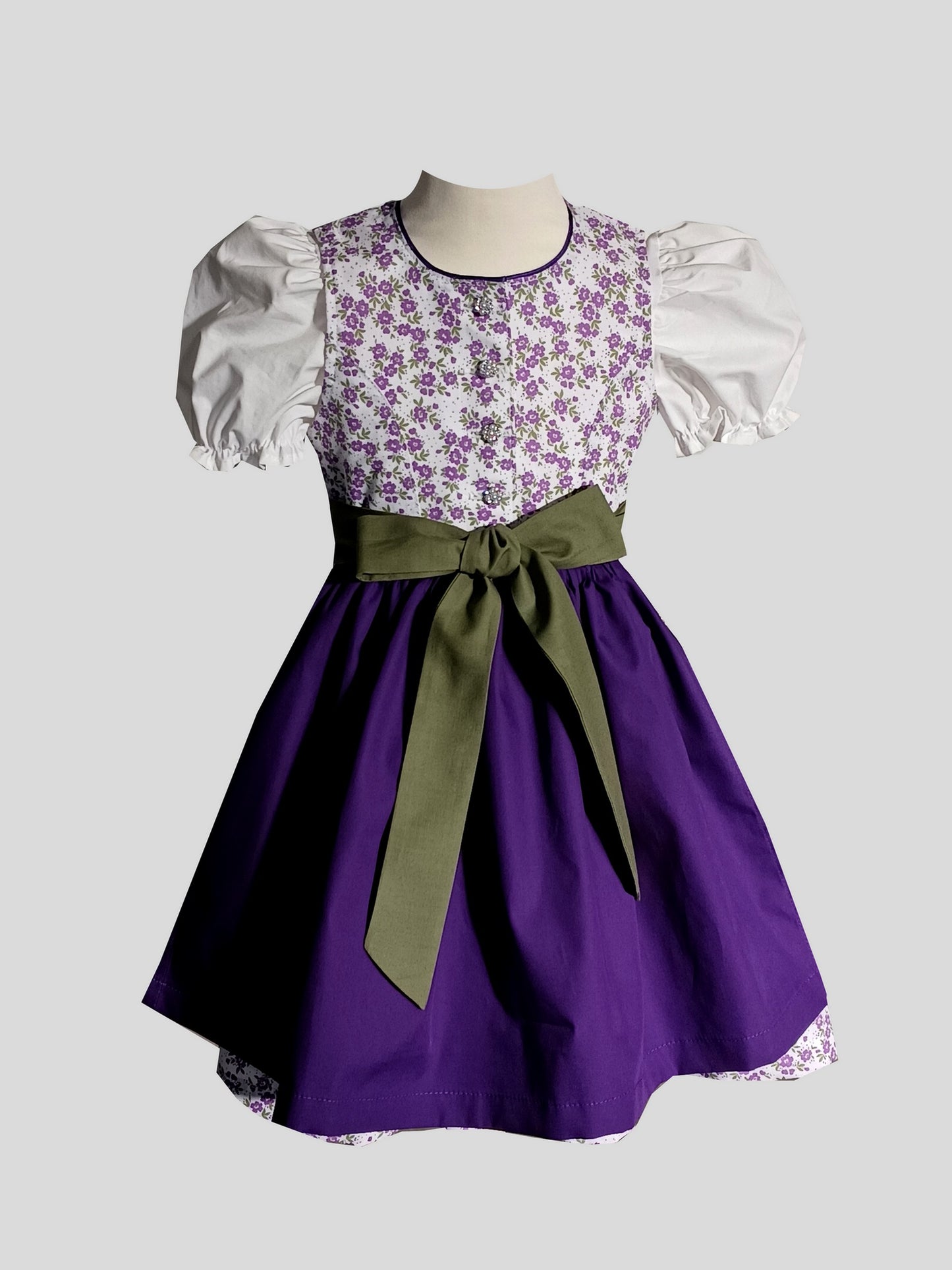 "Lilia" Kinderdirndl lila weiß 86/92 mit 2 Schürzen - Sofortkauf