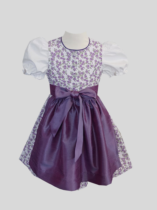 "Lilia" Kinderdirndl lila weiß 86/92 mit 2 Schürzen - Sofortkauf