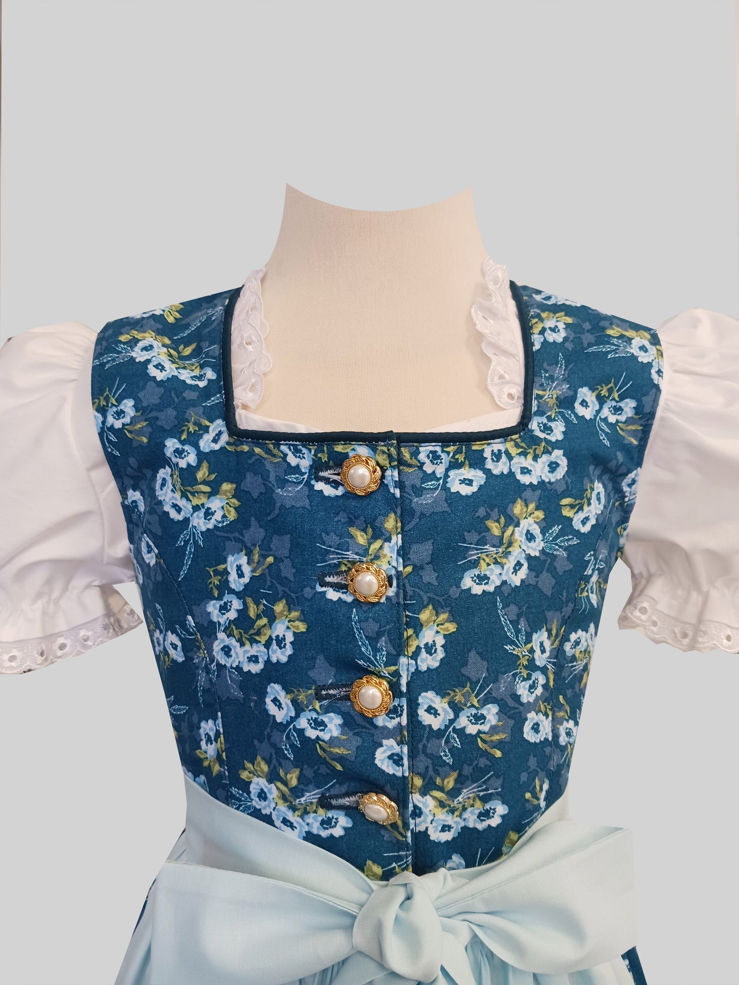 "Penelope" Kinderdirndl Mädchen Dirndl petrol celeste 122/128 - Sofortkauf