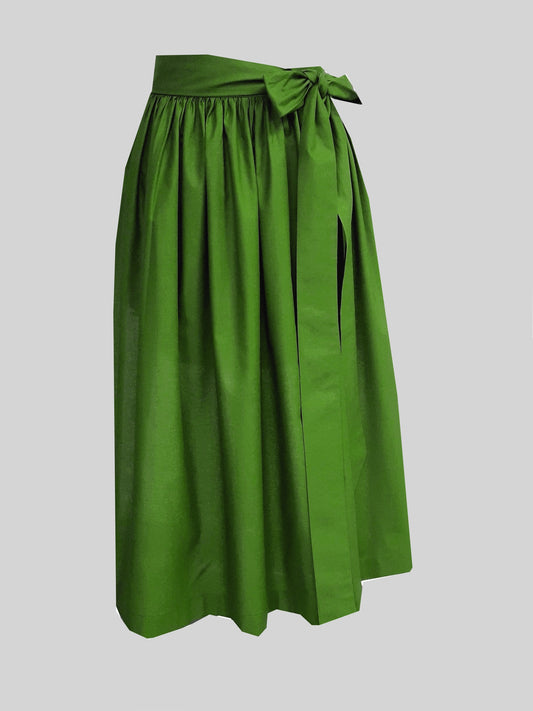 Damen Dirndlschürze Baumwollsatin forest green