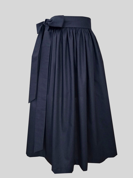 Damen Dirndlschürze navy Viskose-Leinen-Mischung