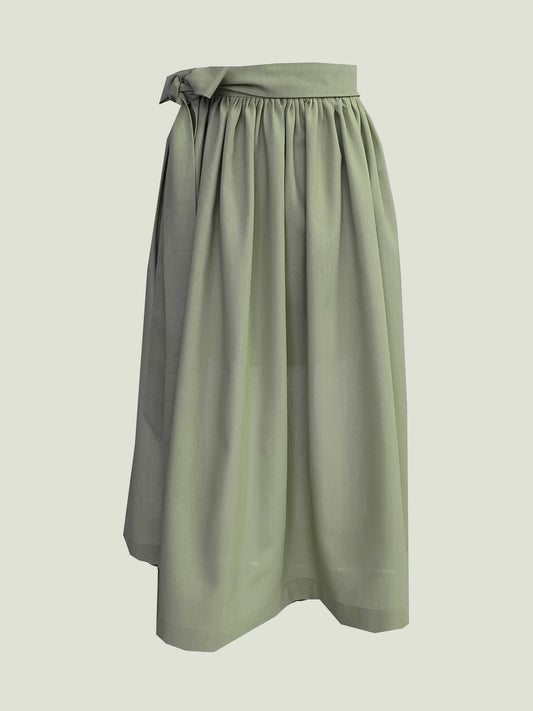 Damen Dirndlschürze old green Viskose-Leinen-Mischung