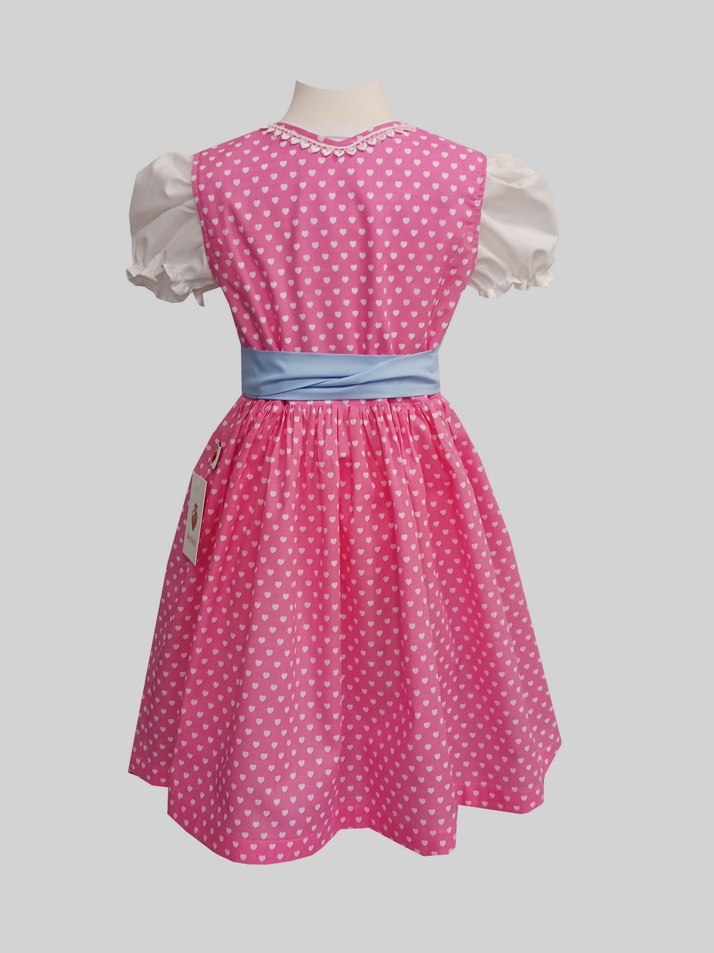 "Selma" Kinderdirndl Mädchen Dirndl rosa weiße Herzen 98/104 -  Sofortkauf!