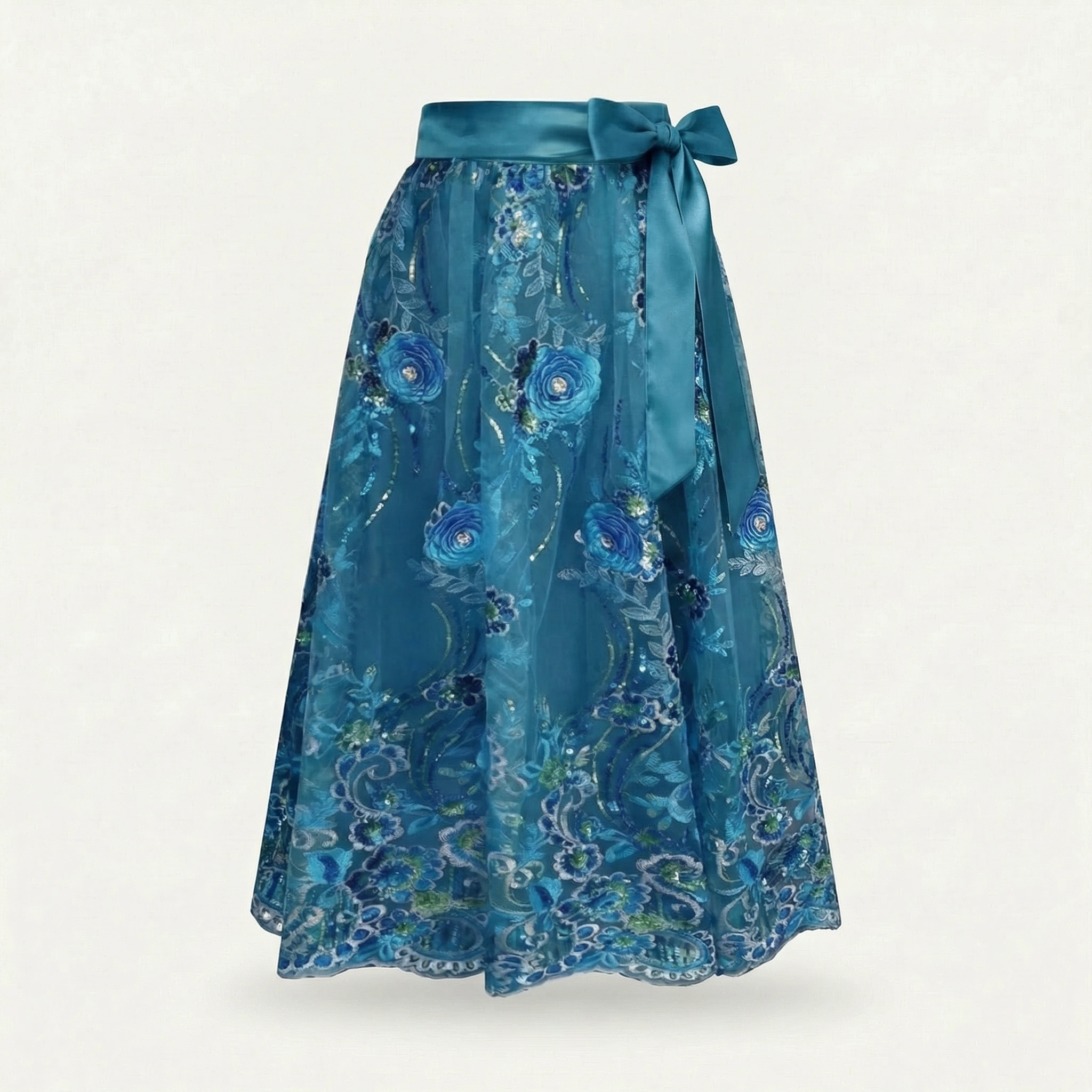 Dirndlschürze Türkis – Spitze mit Pailletten & Strass