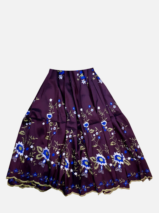 Ladies dirndl apron taffeta aubergine embroidery