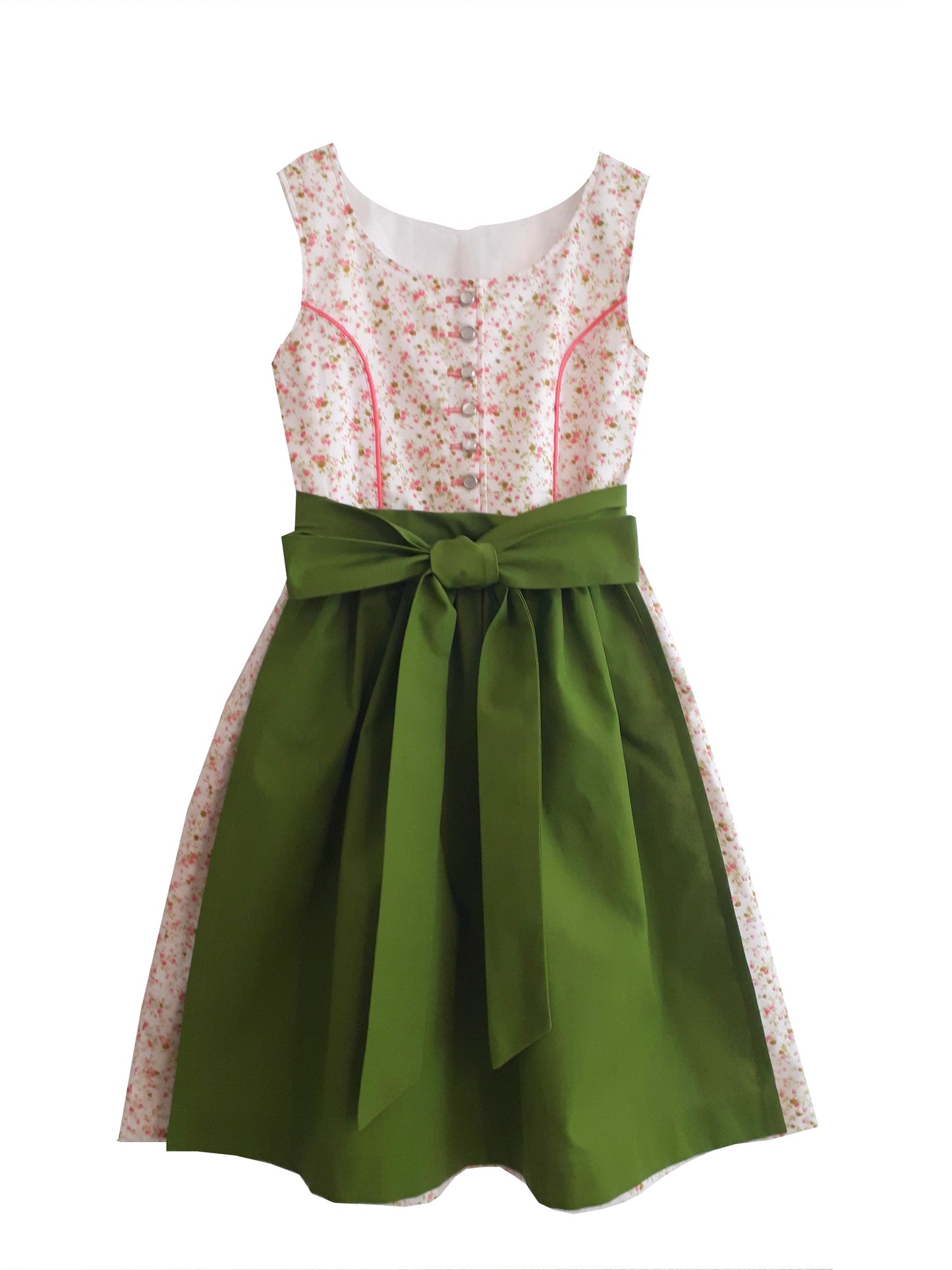 "Luzia" Kinderdirndl Mädchen Dirndl weiß-rosa-oliv 134/140