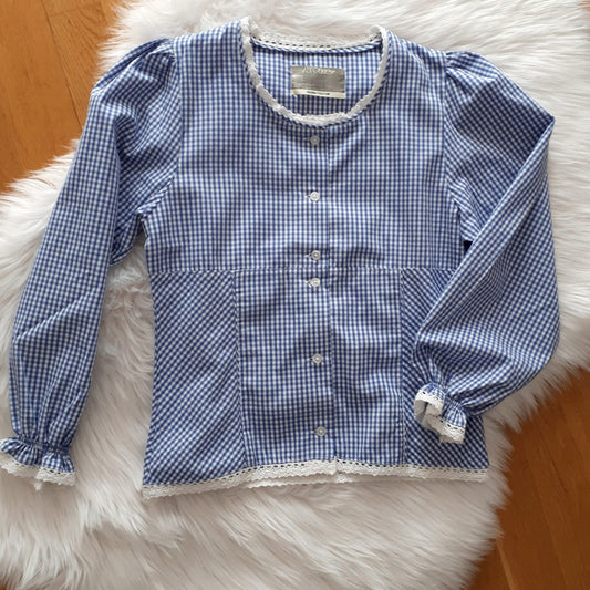 Trachtenbluse blau-weiß - Feentracht