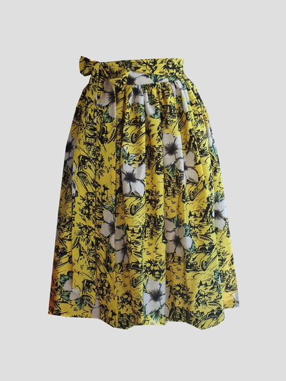 Ladies dirndl apron yellow black S/60cm > Buy it now