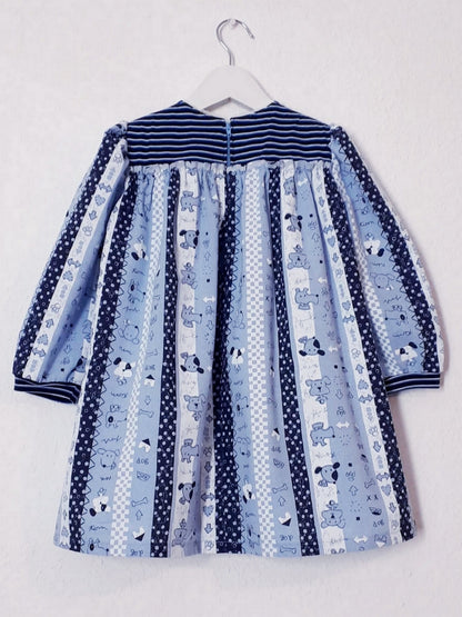 Girls dress blue doggy print (size 2-3 years)